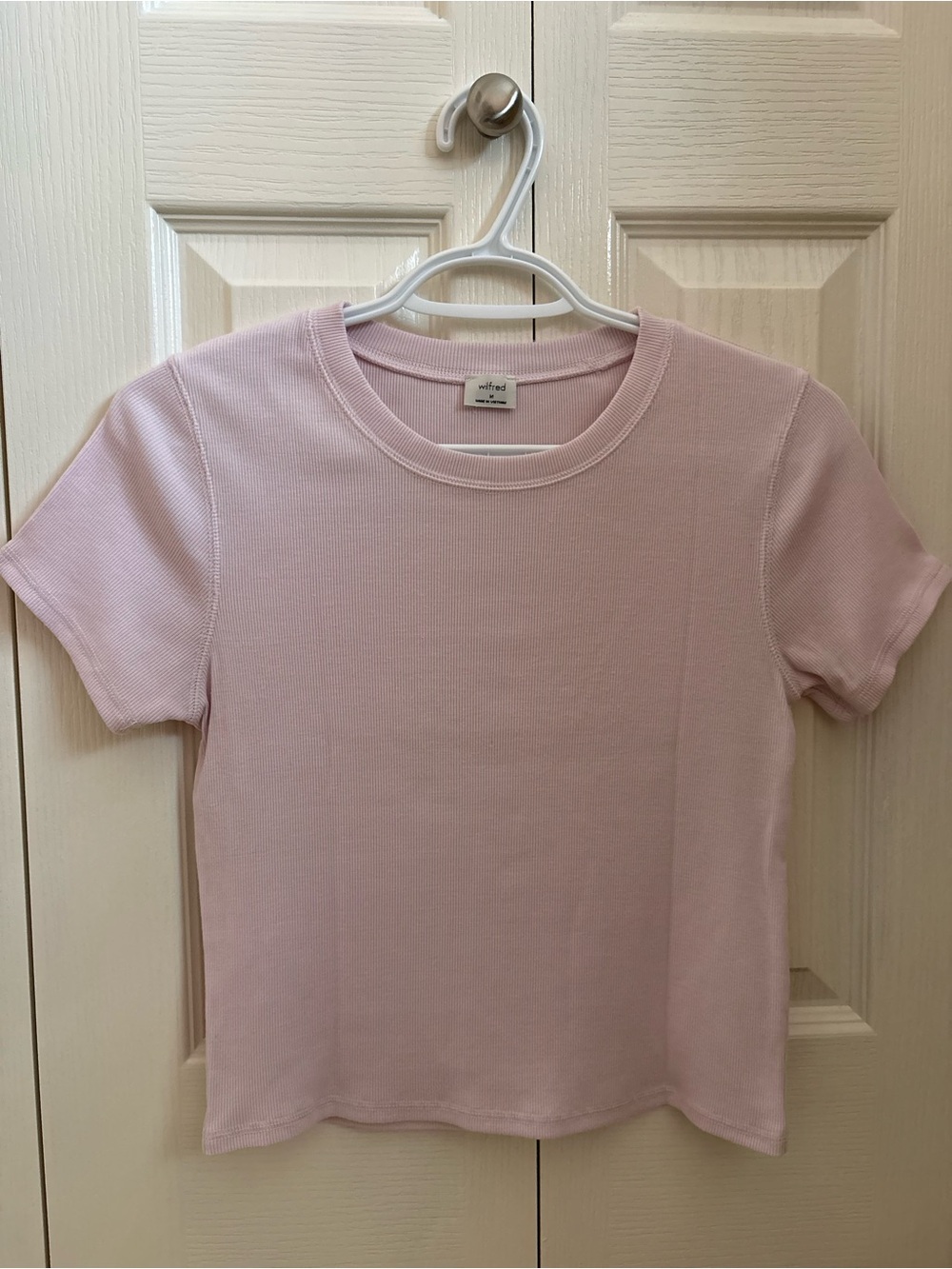 Aritzia Pink Ribbed T-Shirt
